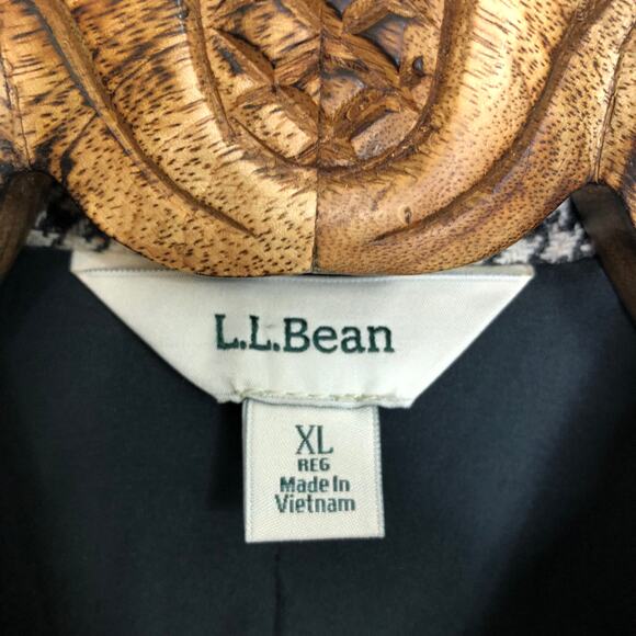 L.L. Bean Blazer Wool Silk Houndstooth Plaid Button Front Double Pockets XL - Picture 3 of 10